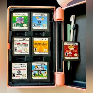 Nintendo DS Lite Case and 5 games